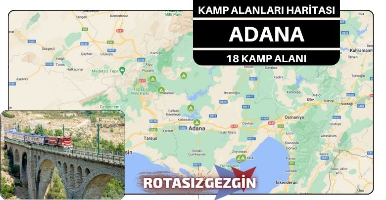 Adana Ücretli ve Ücretsiz Kamp Alanları Haritası