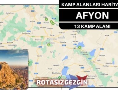 Afyon Ücretli ve Ücretsiz Kamp Alanları Haritası