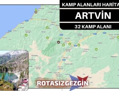 Artvin Ücretli ve Ücretsiz Kamp Alanları Haritası