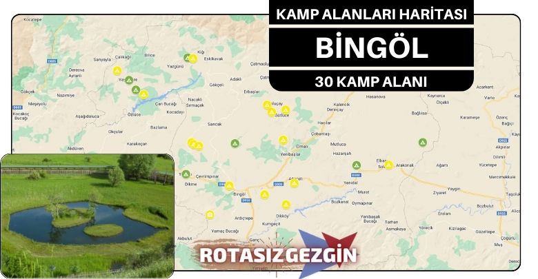 Bingöl Ücretli ve Ücretsiz Kamp Alanları Haritası