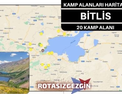 Bitlis Ücretli ve Ücretsiz Kamp Alanları Haritası