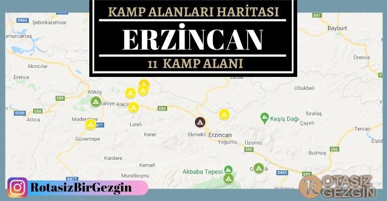 24 Erzincan Ucretli ve Ucretsiz Kamp Alanlari Haritasi