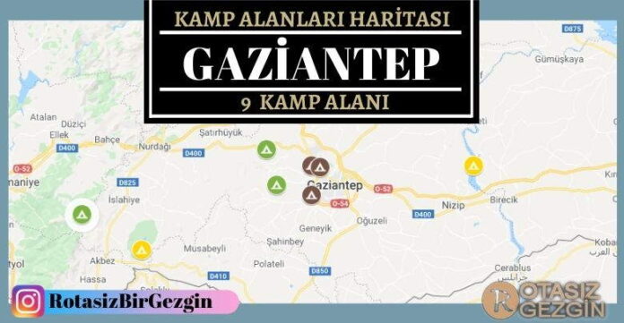 Gaziantep Ücretli ve Ücretsiz Kamp Alanları Haritası